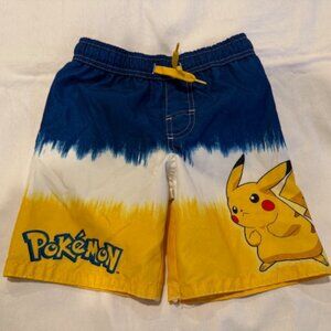 Pokémon Yellow/Blue Boys Pikachu Swim Trunks/Shorts (Size Small)